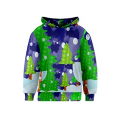 Christmas Trees And Snowy Landscape Kids  Pullover Hoodie