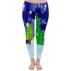 Christmas Trees And Snowy Landscape Classic Winter Leggings