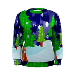 Christmas Trees And Snowy Landscape Women s Sweatshirt by Simbadda