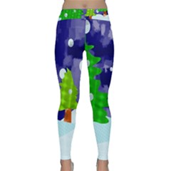 Christmas Trees And Snowy Landscape Classic Yoga Leggings