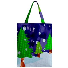 Christmas Trees And Snowy Landscape Zipper Classic Tote Bag