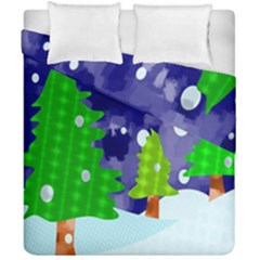 Christmas Trees And Snowy Landscape Duvet Cover Double Side (California King Size)