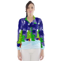 Christmas Trees And Snowy Landscape Wind Breaker (Women)