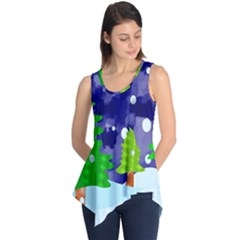 Christmas Trees And Snowy Landscape Sleeveless Tunic