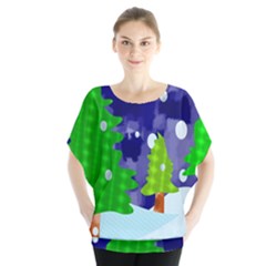 Christmas Trees And Snowy Landscape Blouse