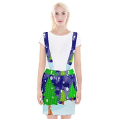 Christmas Trees And Snowy Landscape Suspender Skirt