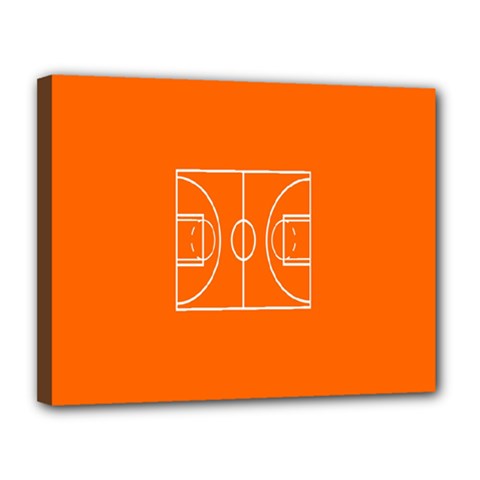 Basketball Court Orange Sport Orange Line Canvas 14  X 11 