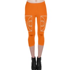 Basketball Court Orange Sport Orange Line Capri Leggings 