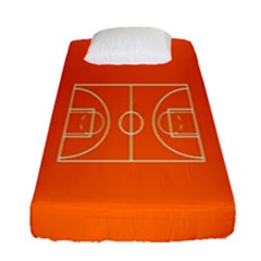 Basketball Court Orange Sport Orange Line Fitted Sheet (single Size) by Alisyart