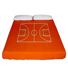 Basketball Court Orange Sport Orange Line Fitted Sheet (queen Size) by Alisyart