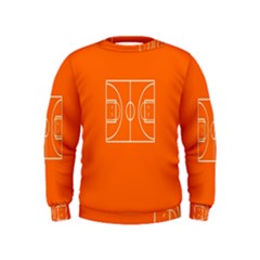 Basketball Court Orange Sport Orange Line Kids  Sweatshirt by Alisyart