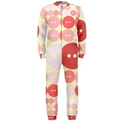 Buttons Pink Red Circle Scrapboo Onepiece Jumpsuit (men) 