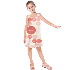 Buttons Pink Red Circle Scrapboo Kids  Sleeveless Dress by Alisyart