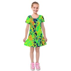 Bow Canopy Height Satelite Map Kids  Short Sleeve Velvet Dress by Alisyart