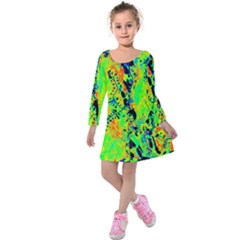 Bow Canopy Height Satelite Map Kids  Long Sleeve Velvet Dress by Alisyart