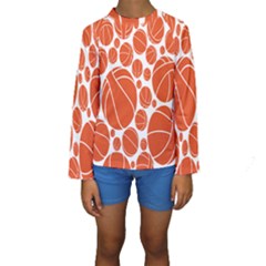 Basketball Ball Orange Sport Kids  Long Sleeve Swimwear by Alisyart