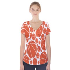 Basketball Ball Orange Sport Short Sleeve Front Detail Top by Alisyart