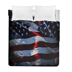 Grunge American Flag Background Duvet Cover Double Side (full/ Double Size) by Simbadda