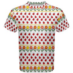 Ladybugs And Flowers Men s Cotton Tee