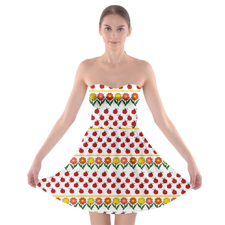 Ladybugs and flowers Strapless Bra Top Dress