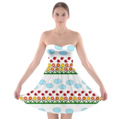 Ladybugs And Flowers Strapless Bra Top Dress by Valentinaart