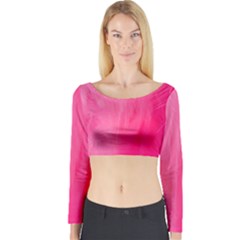Very Pink Feather Long Sleeve Crop Top by Simbadda