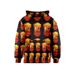 Paper Lanterns Pattern Background In Fiery Orange With A Black Background Kids  Pullover Hoodie by Simbadda