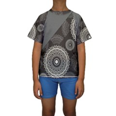 Abstract Mandala Background Pattern Kids  Short Sleeve Swimwear