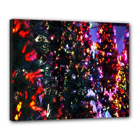 Lit Christmas Trees Prelit Creating A Colorful Pattern Canvas 20  X 16  by Simbadda