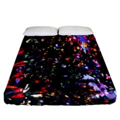 Lit Christmas Trees Prelit Creating A Colorful Pattern Fitted Sheet (california King Size) by Simbadda