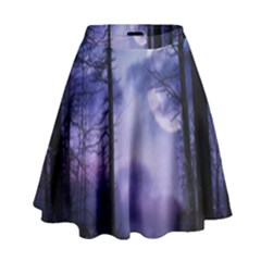 Moonlit A Forest At Night With A Full Moon High Waist Skirt by Simbadda