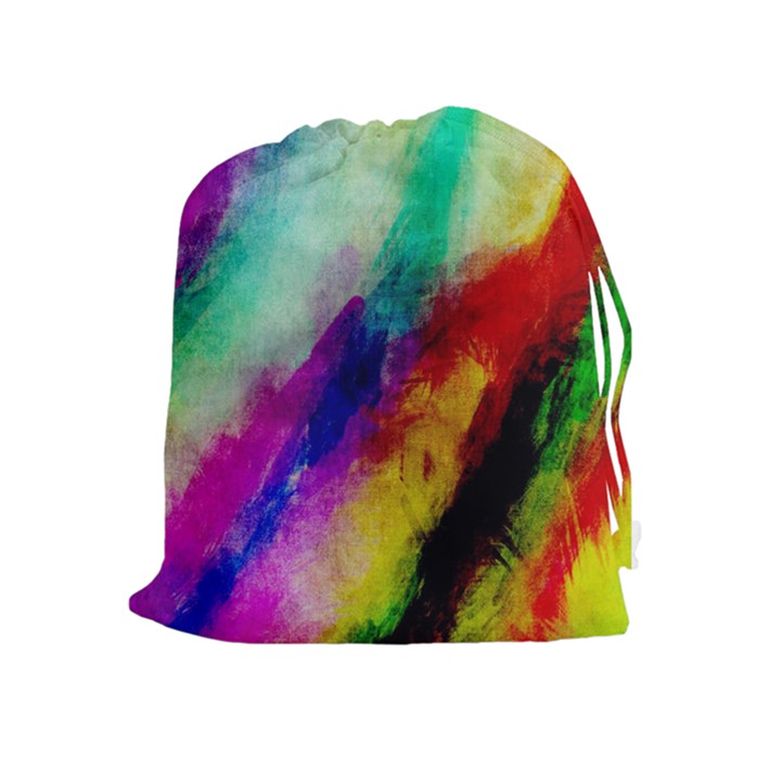 Colorful Abstract Paint Splats Background Drawstring Pouches (Extra Large)