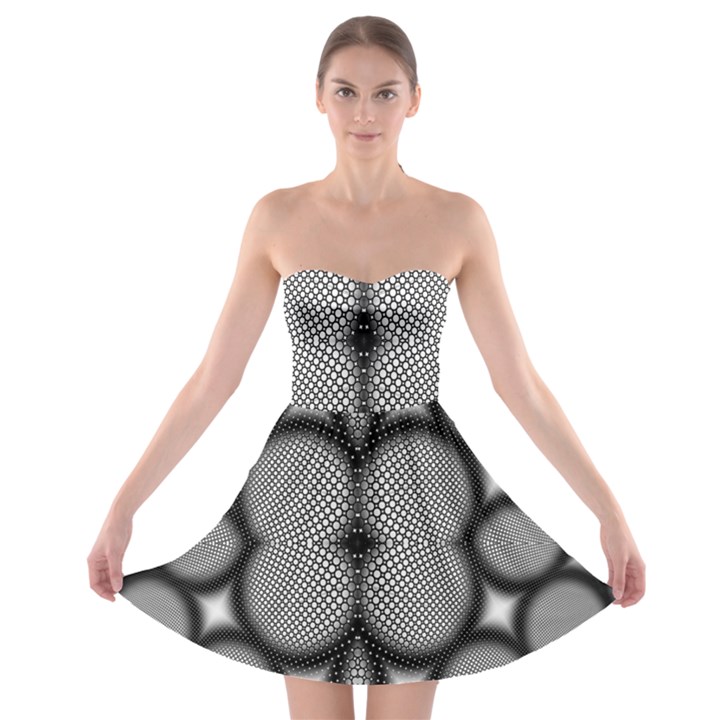 Mirror Of Black And White Fractal Texture Strapless Bra Top Dress