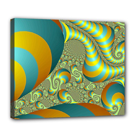 Gold Blue Fractal Worms Background Deluxe Canvas 24  X 20   by Simbadda