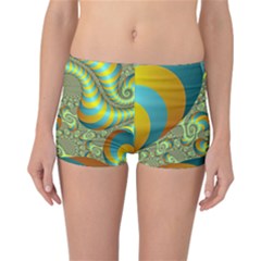 Gold Blue Fractal Worms Background Reversible Bikini Bottoms by Simbadda