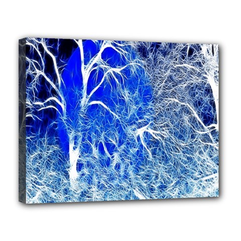 Winter Blue Moon Fractal Forest Background Canvas 14  X 11  by Simbadda