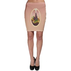 Digital Art Minimalism Nature Simple Background Palm Trees Volcano Eruption Lava Smoke Low Poly Circ Bodycon Skirt