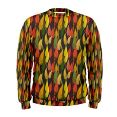 Colorful Leaves Yellow Red Green Grey Rainbow Leaf Men s Sweatshirt