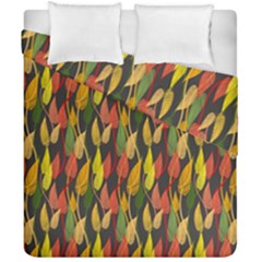 Colorful Leaves Yellow Red Green Grey Rainbow Leaf Duvet Cover Double Side (california King Size) by Alisyart