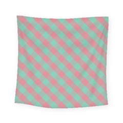 Cross Pink Green Gingham Digital Paper Square Tapestry (small)