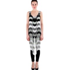 Chevron Wave Triangle Waves Grey Black Onepiece Catsuit by Alisyart