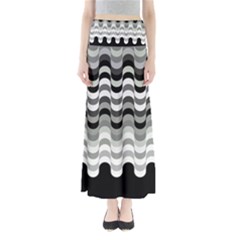 Chevron Wave Triangle Waves Grey Black Maxi Skirts by Alisyart