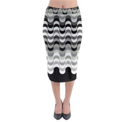 Chevron Wave Triangle Waves Grey Black Midi Pencil Skirt