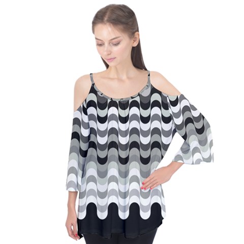 Chevron Wave Triangle Waves Grey Black Flutter Tees by Alisyart