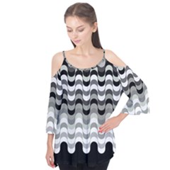 Chevron Wave Triangle Waves Grey Black Flutter Tees