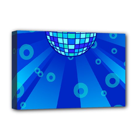 Disco Ball Retina Blue Circle Light Deluxe Canvas 18  X 12  