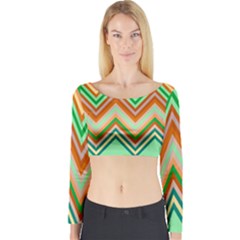 Chevron Wave Color Rainbow Triangle Waves Long Sleeve Crop Top