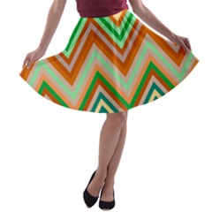 Chevron Wave Color Rainbow Triangle Waves A-line Skater Skirt