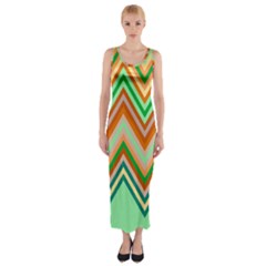 Chevron Wave Color Rainbow Triangle Waves Fitted Maxi Dress