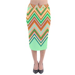 Chevron Wave Color Rainbow Triangle Waves Velvet Midi Pencil Skirt by Alisyart